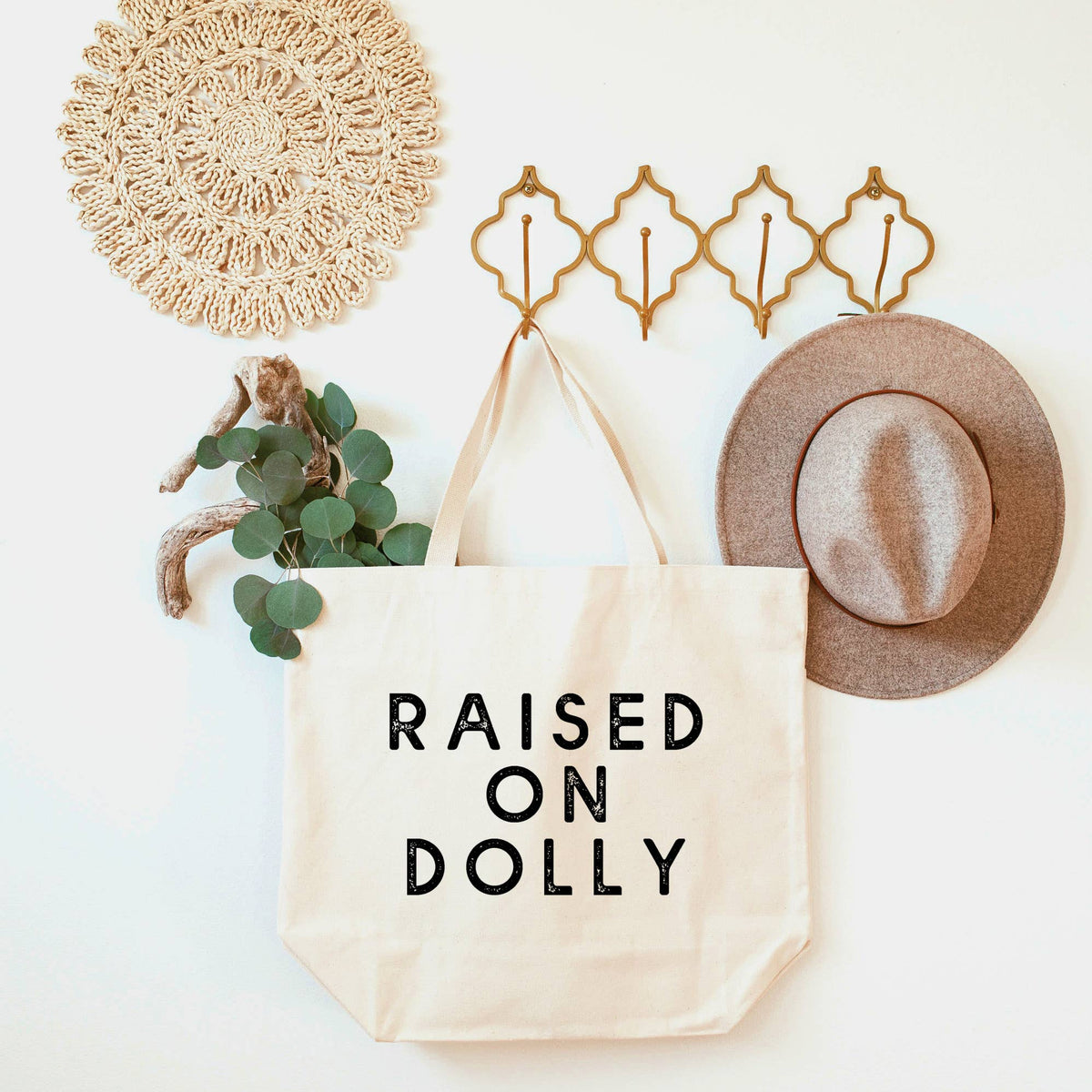 Southern Raised on Dolly Y'all COTTON canvas Tote Bag