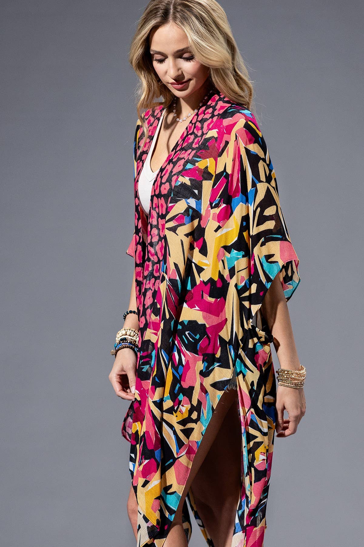 Abstract Bright Viscose Kimono