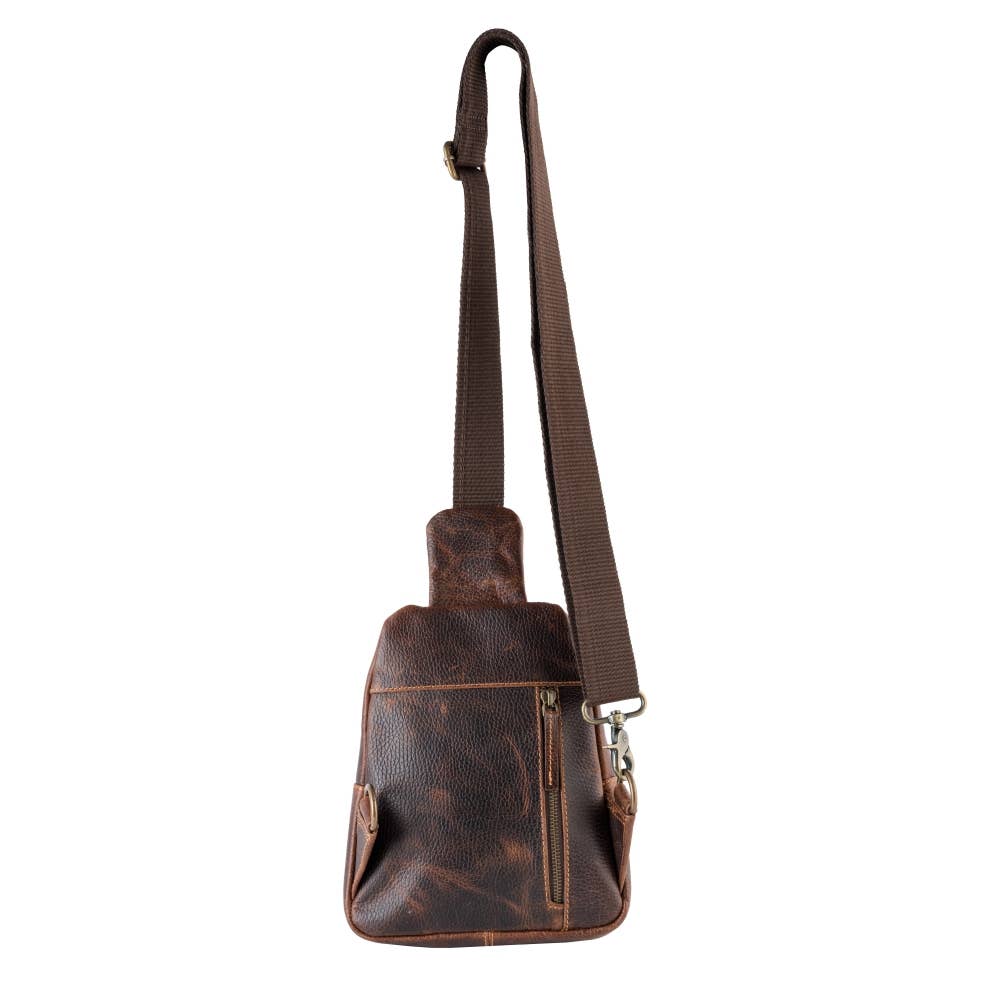 Genuine Leather Unisex Travel Sling - Rustic Mahogany
