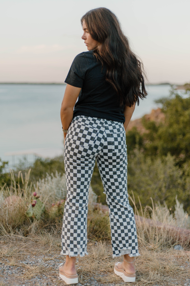 Checkered Round The Track Jeans