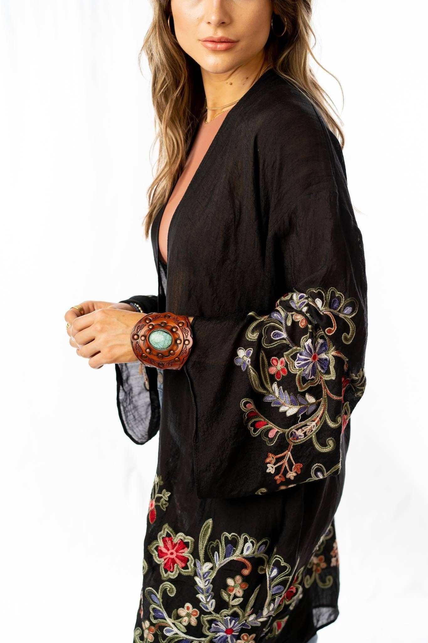 Fun In Florals Kimono - Black 3BN