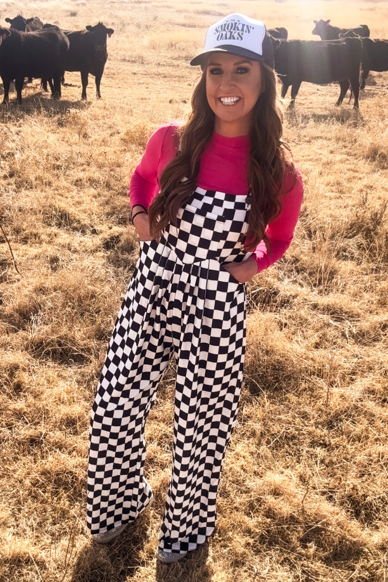 Round The Track checkered Jumpsuit