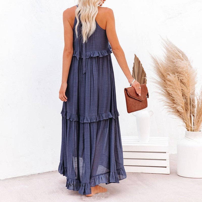 BEACH Maxi Dress With Ruffle Hem