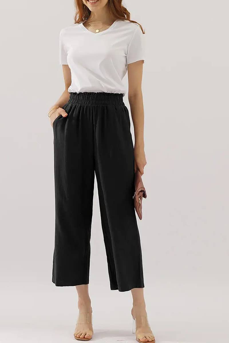 Easy Pull-On Linen Capri Pants