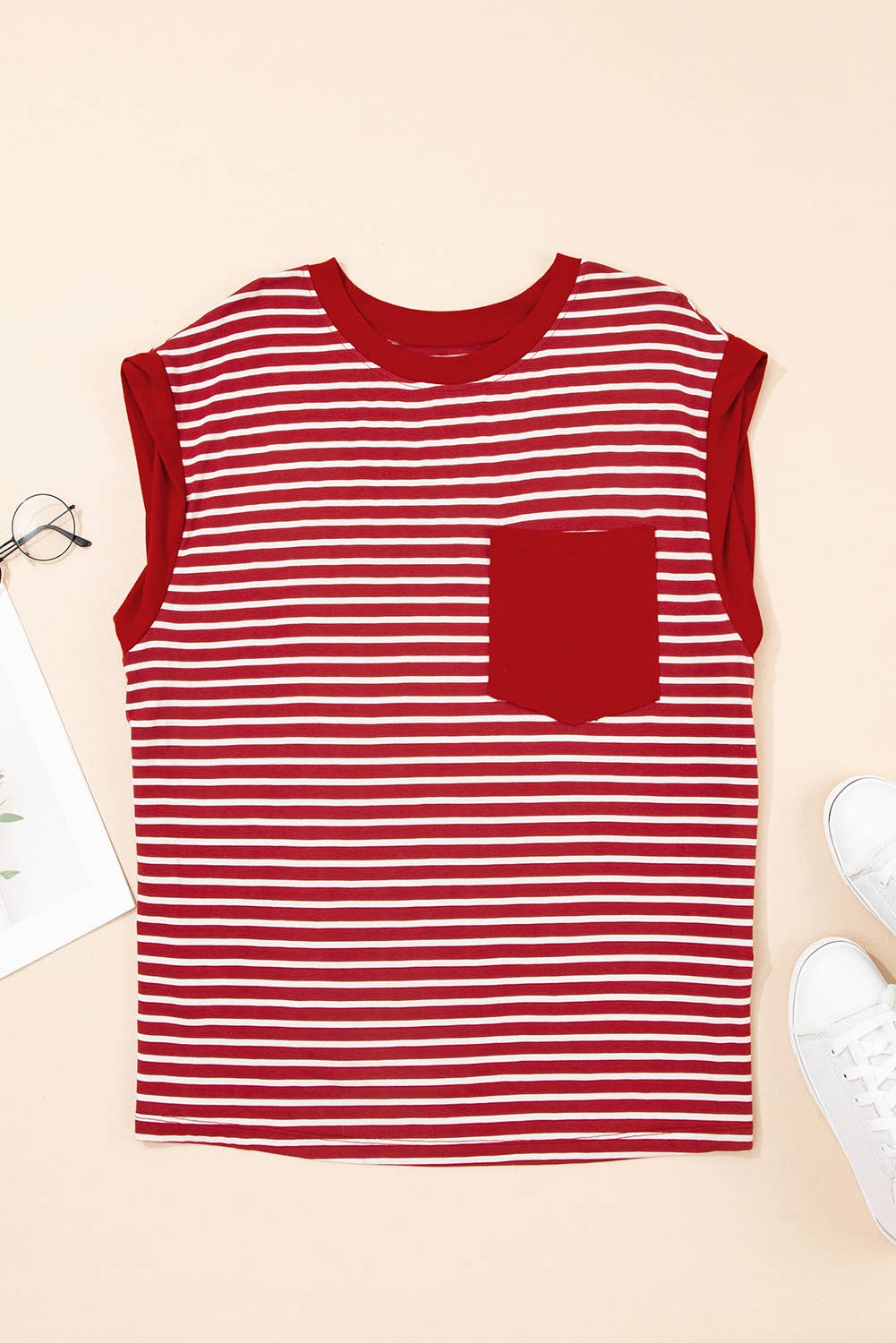 Bronwyn Stripe Chest Pocket Patch Tank Top