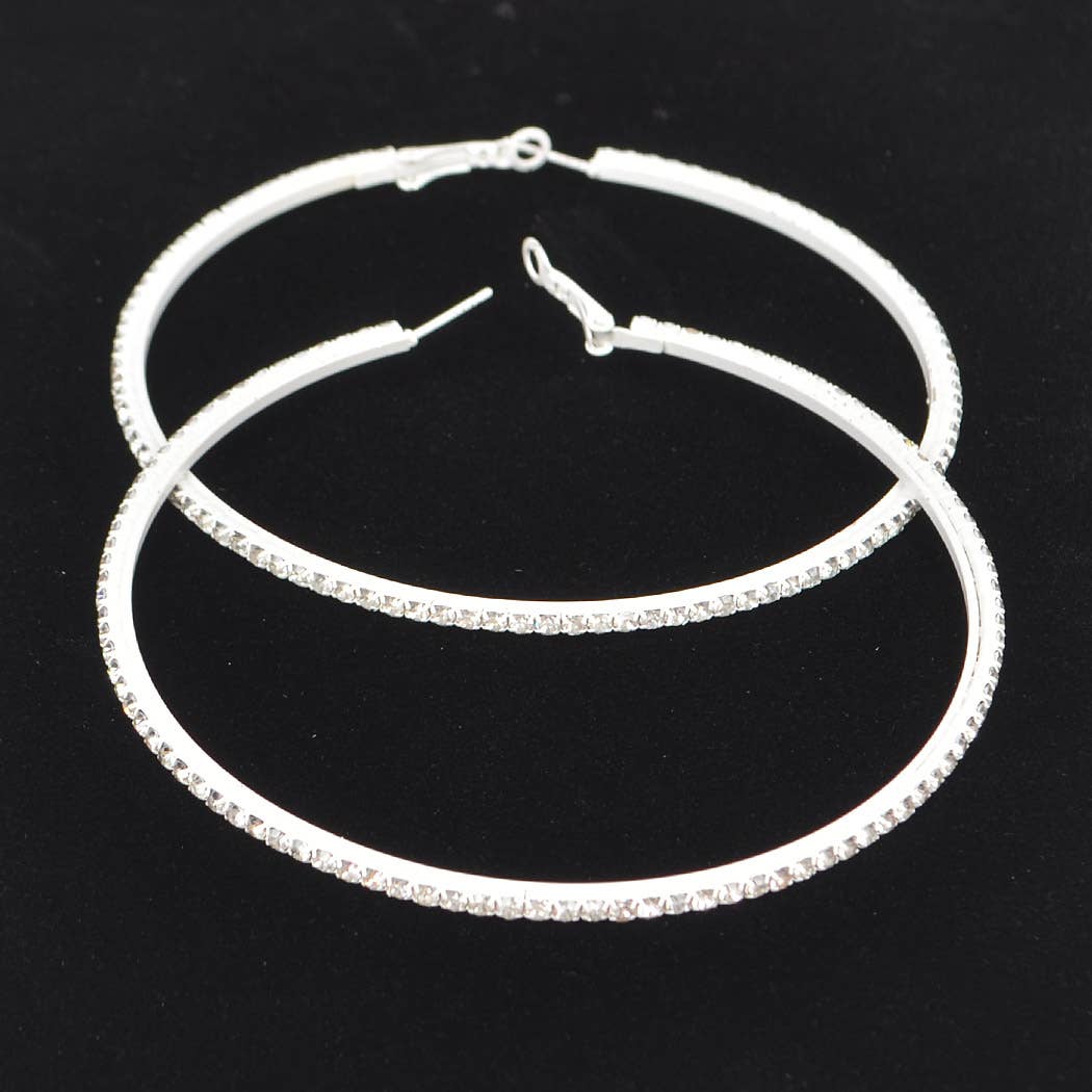Rhinestone BIG Hoop Earrings