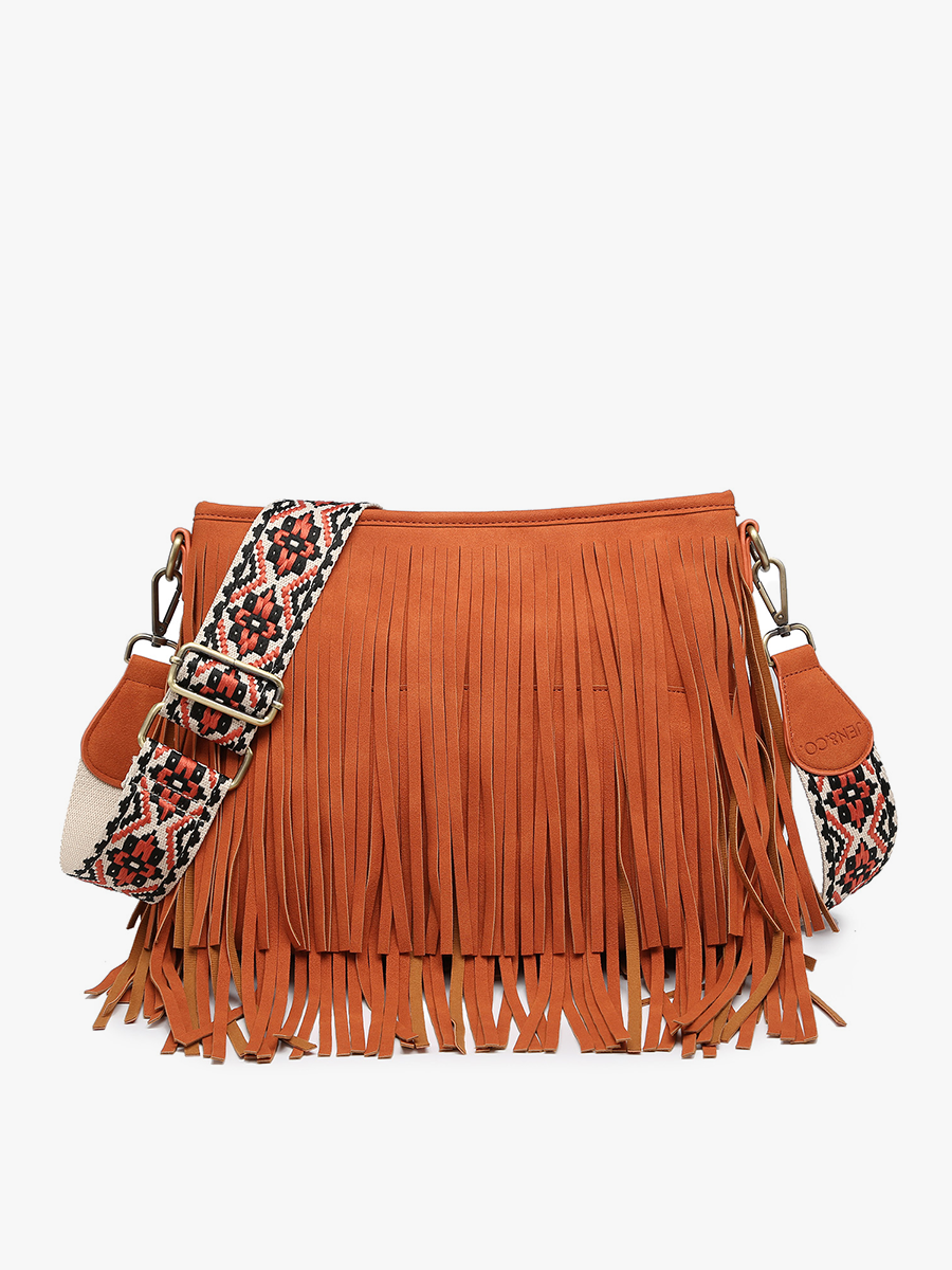 Suede Fringe Crossbody w/ Guitar Strap