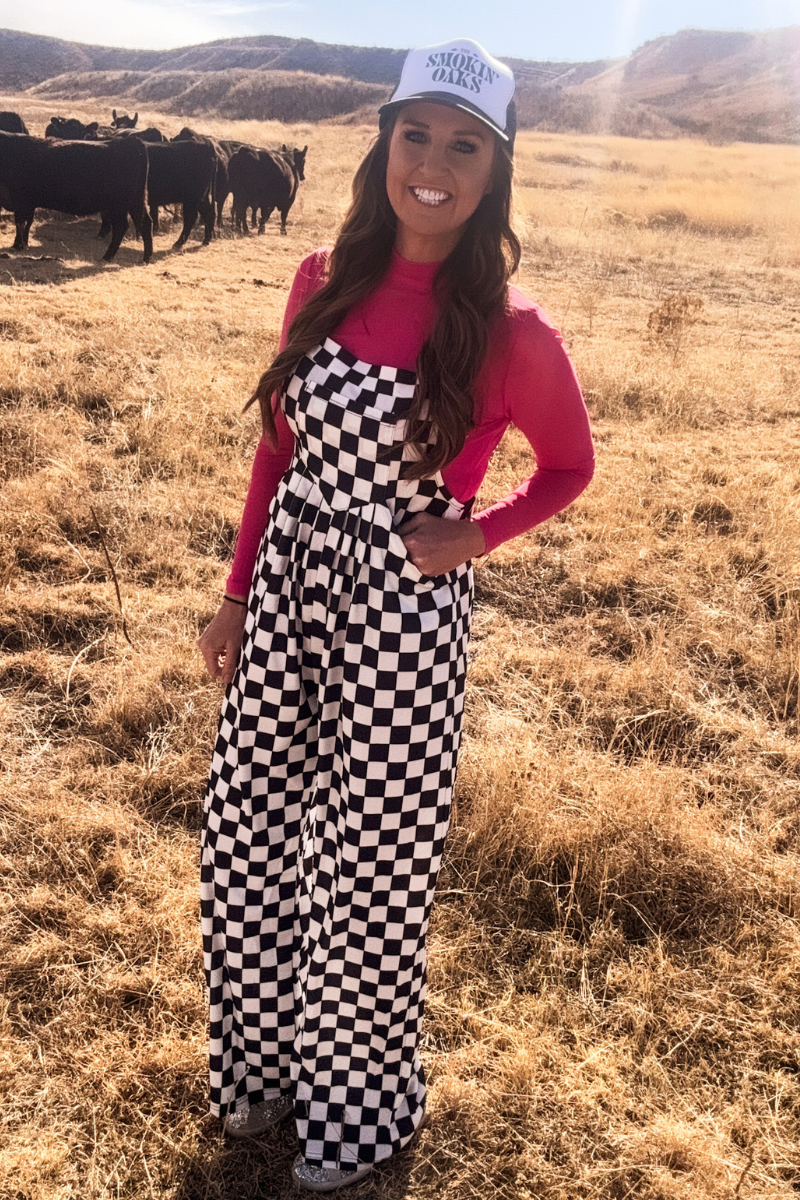 Round The Track checkered Jumpsuit