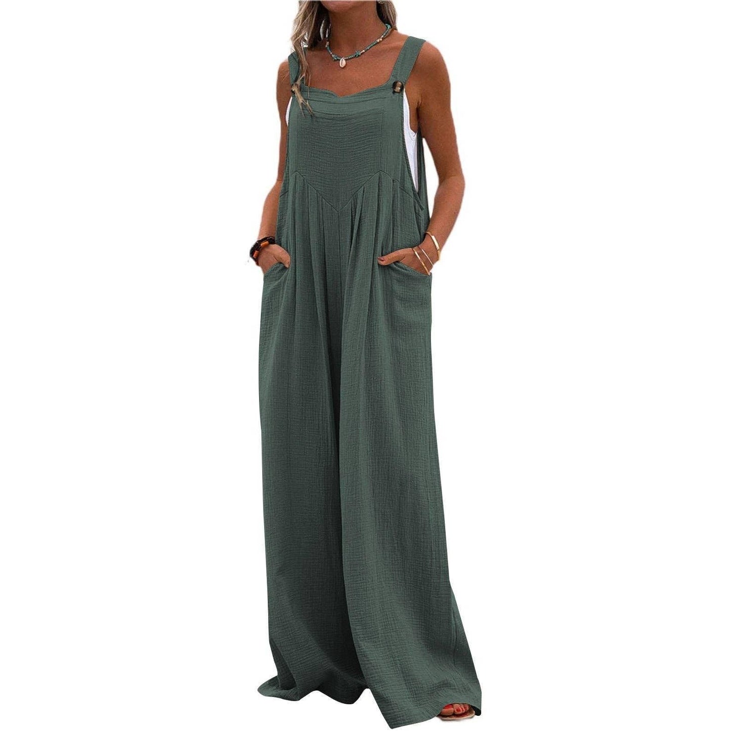 Black Solid Loose Crepe Jumpsuit