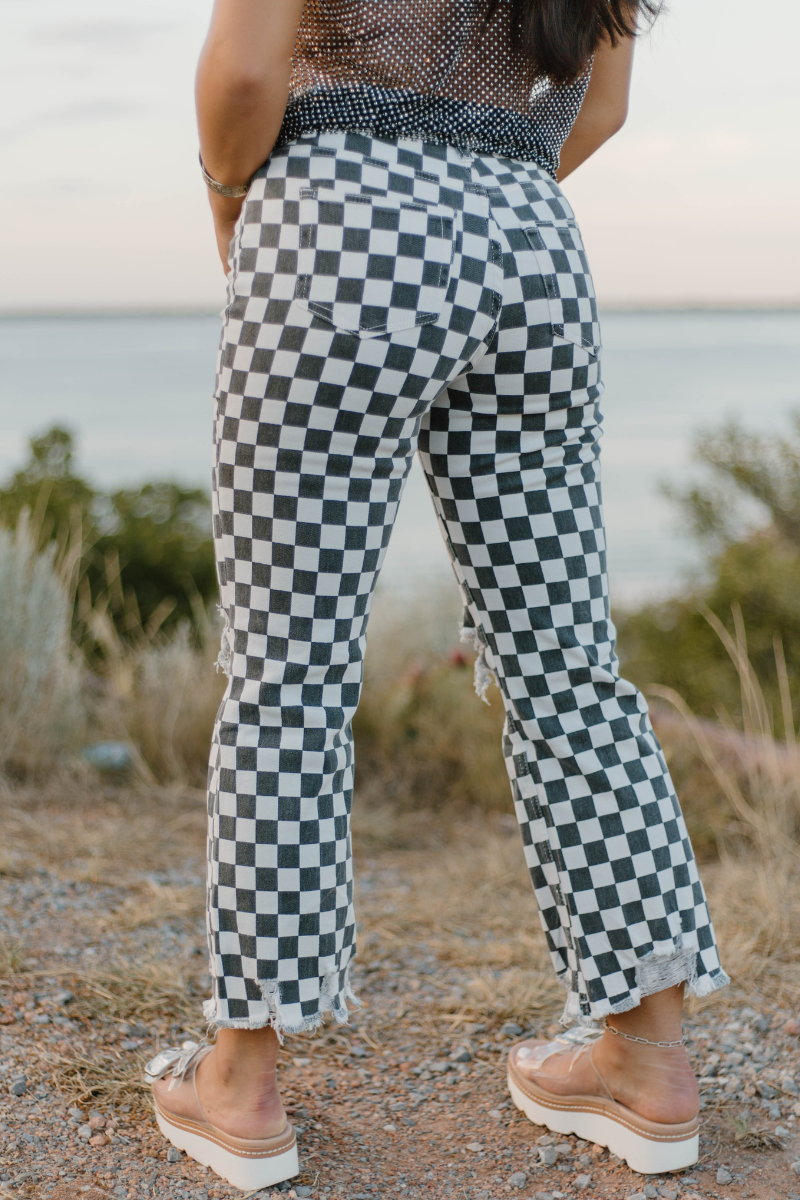 Checkered Round The Track Jeans