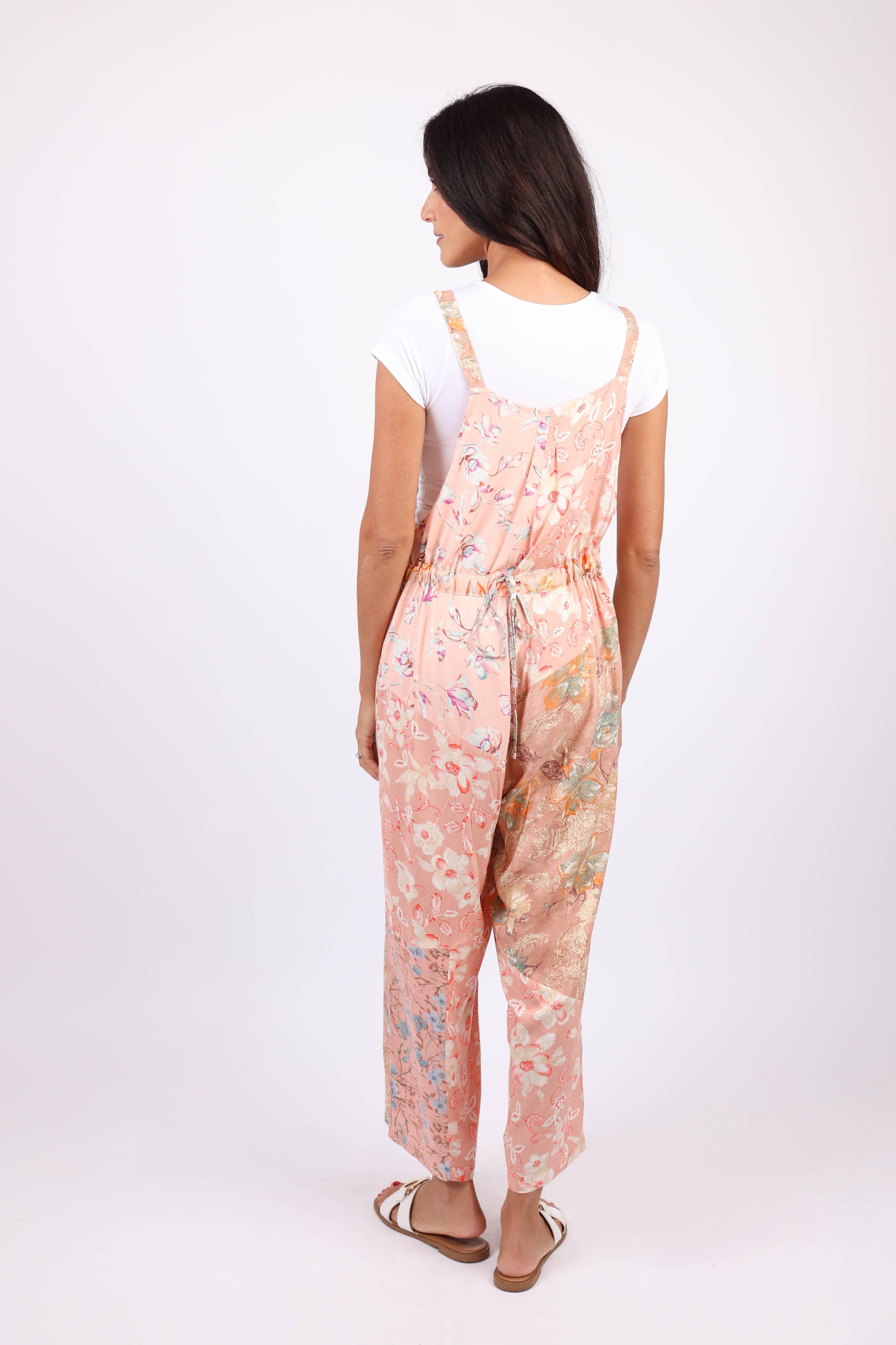 Pastel Peach Floral Overall: Daydreamer Blossom Patchwork