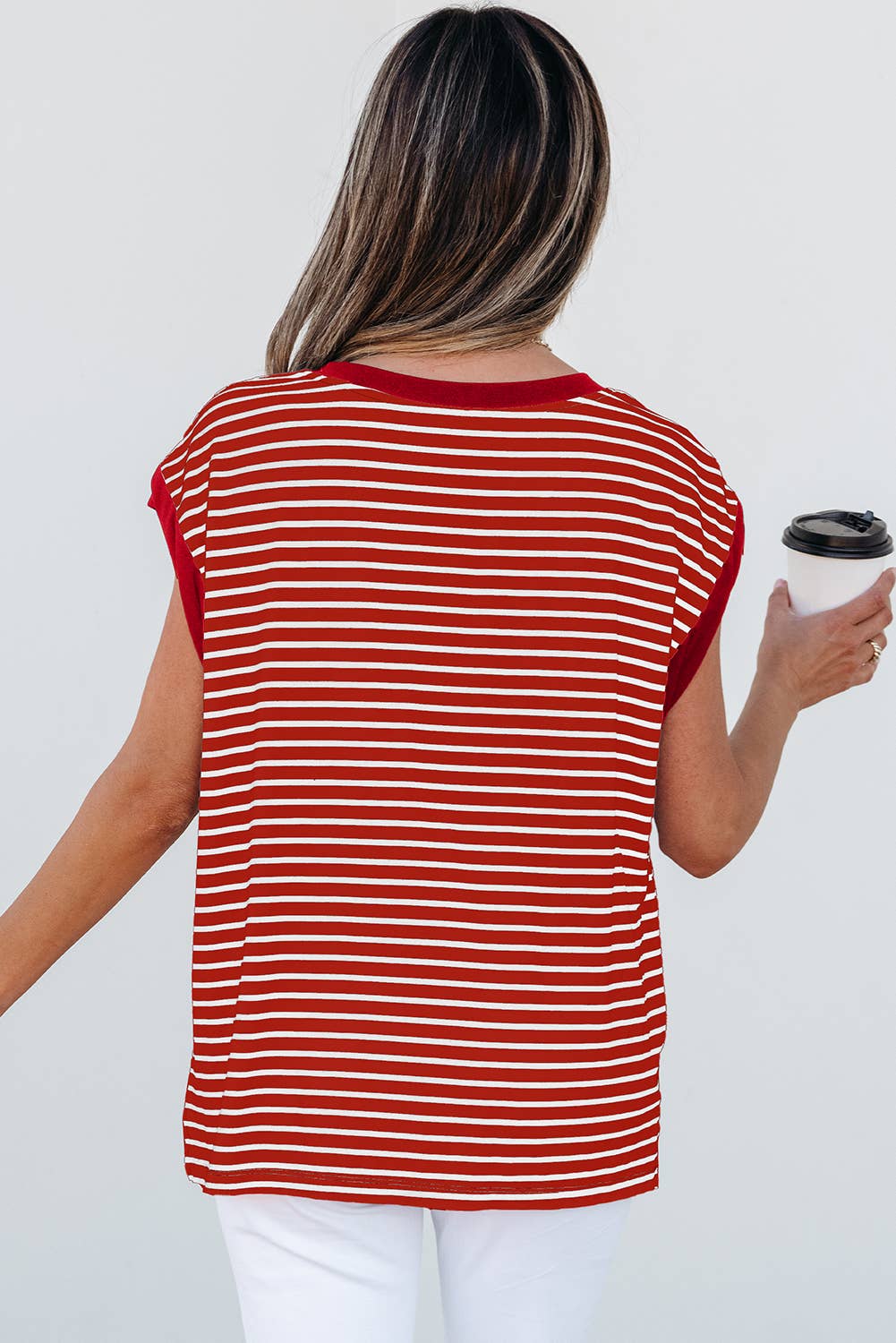 Bronwyn Stripe Chest Pocket Patch Tank Top