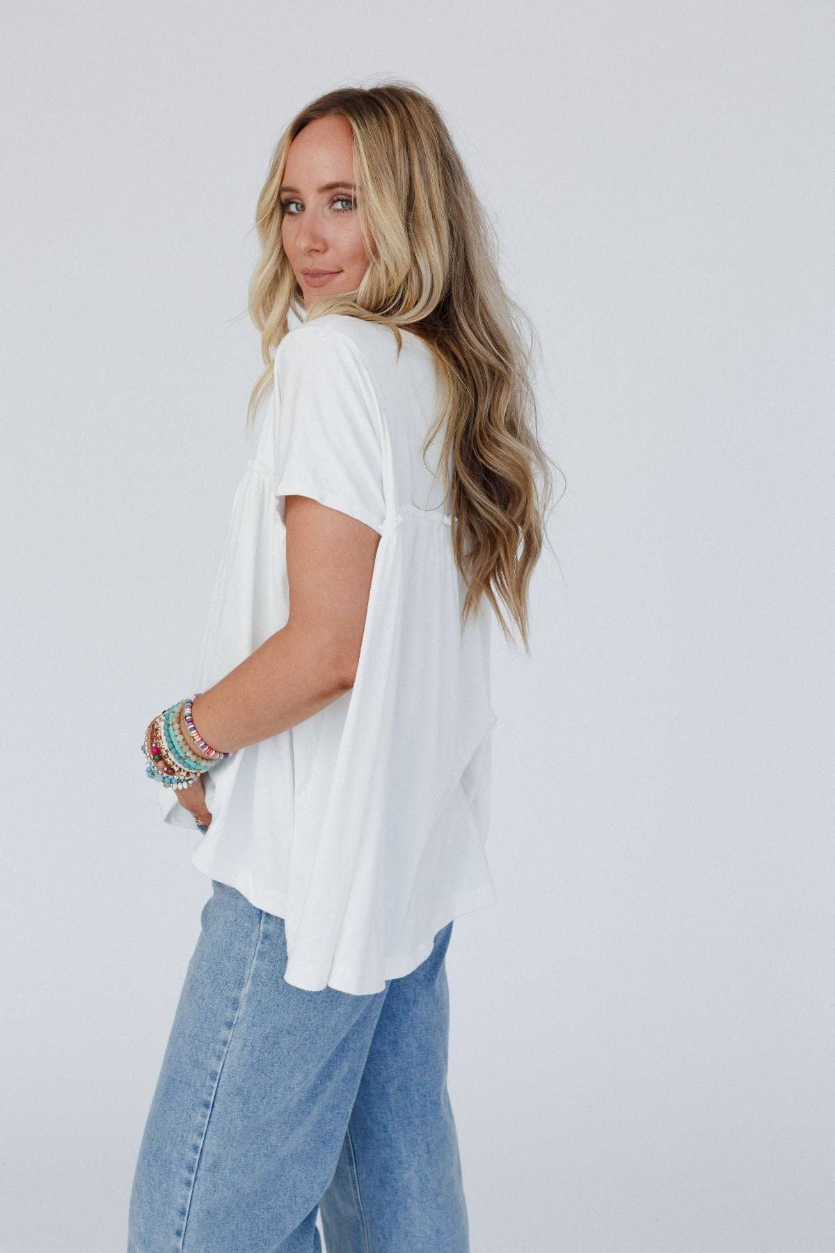 Sunday Morning Babydoll Top - White 3BN