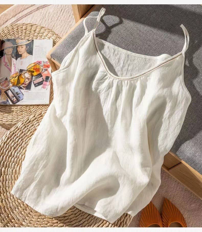 Cotton Linen Camisole Tank Top - click to select color