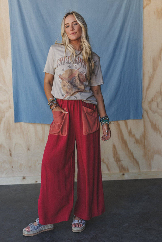 No Rush Wide Leg Pants - Terracotta Multi 3BN