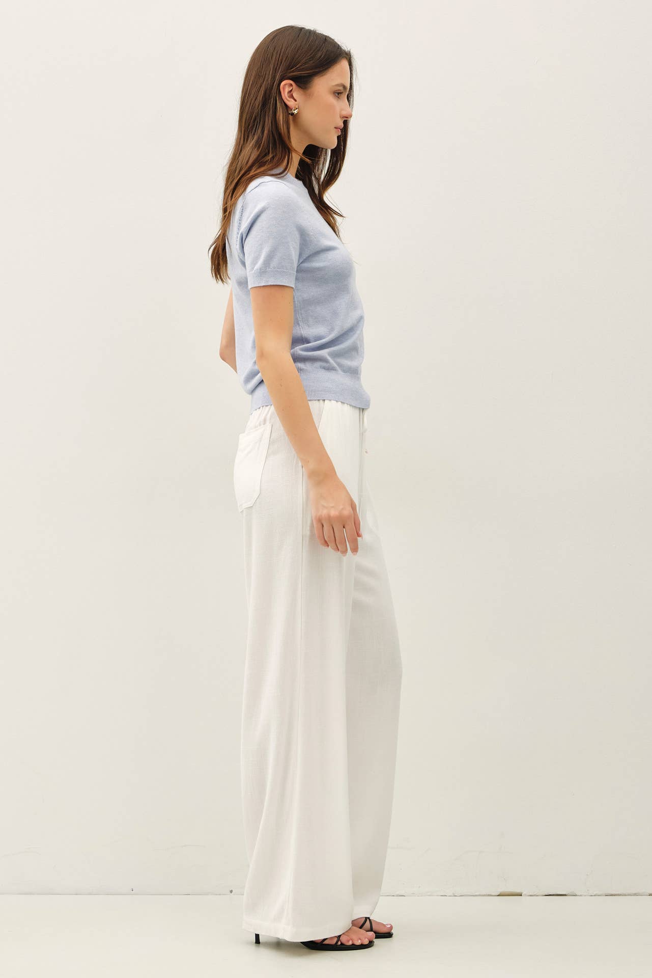 LINEN BLEND WIDE LEG PANTS