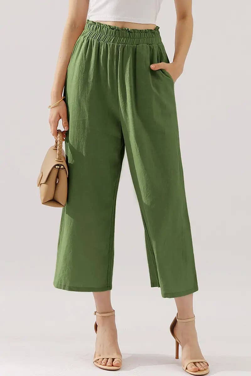 Easy Pull-On Linen Capri Pants