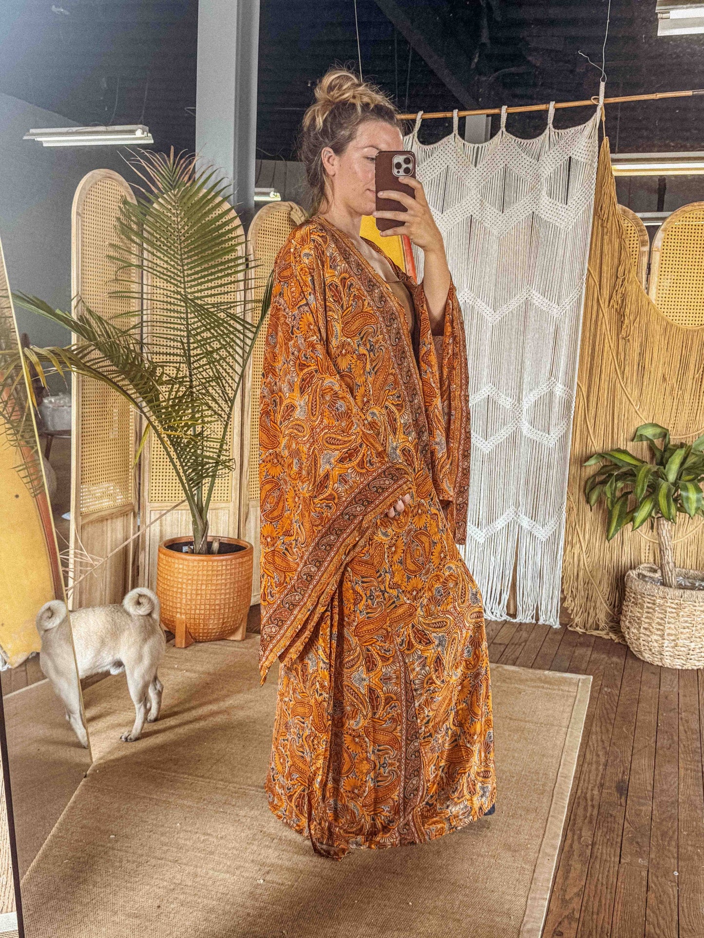 BOHO Silk Bell Sleeve Long Maxi Kimono Duster Cardigan - click to select color