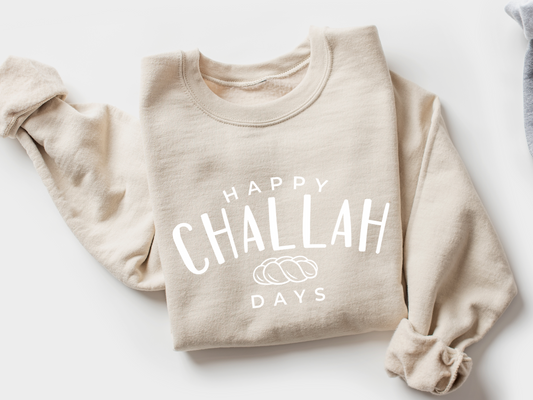 Happy Challah Days Beige Sweatshirt