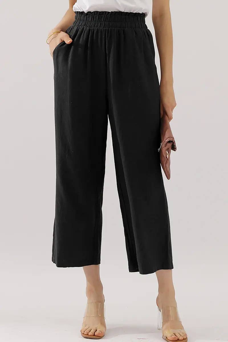 Easy Pull-On Linen Capri Pants