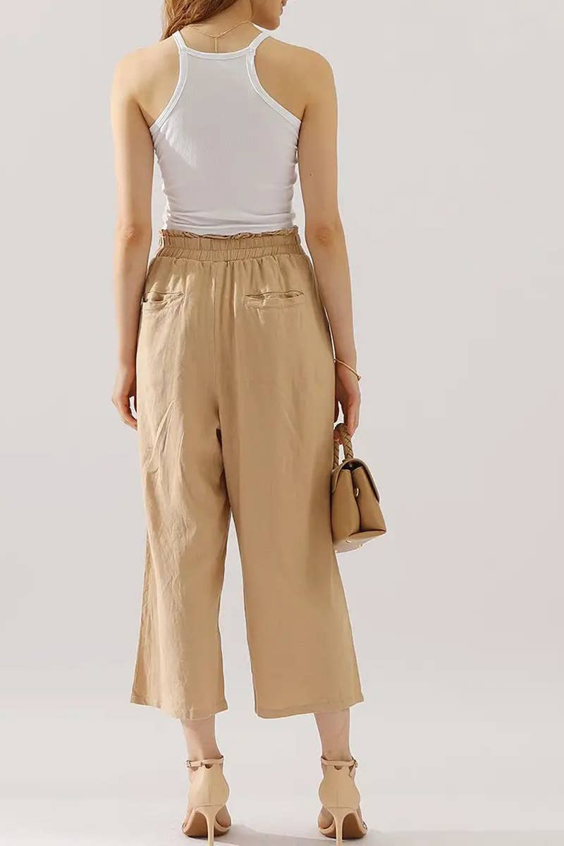 Easy Pull-On Linen Capri Pants