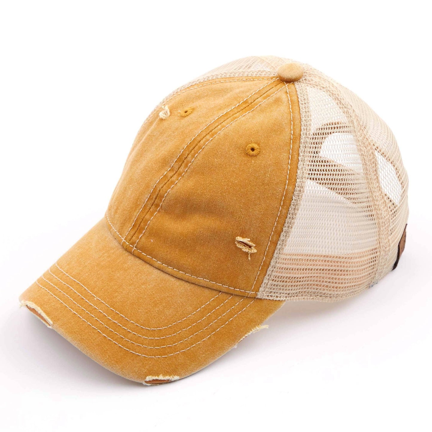 Washed Mesh Back distressed Baseball C.C. Cap