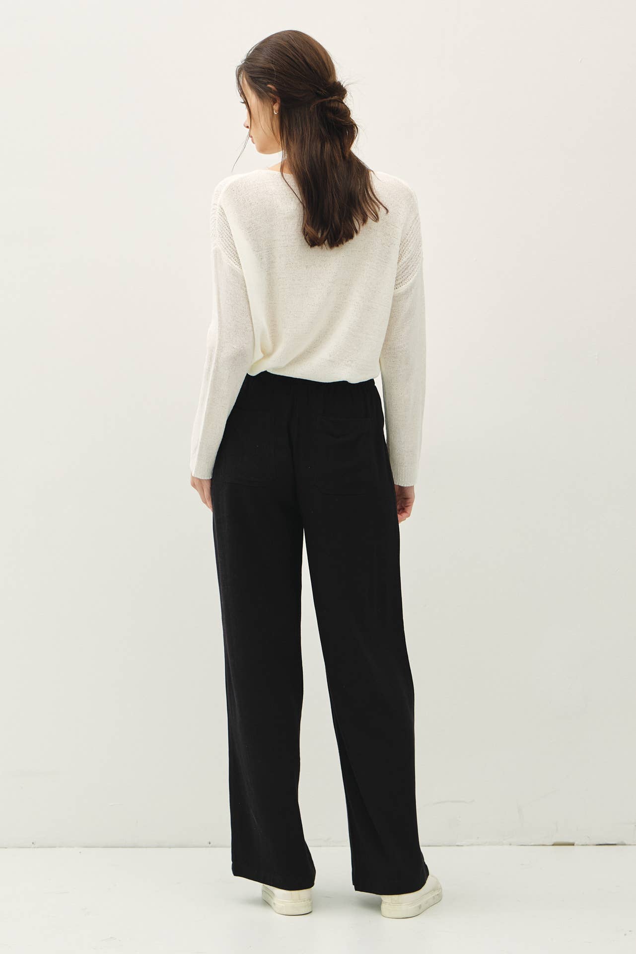 LINEN BLEND WIDE LEG PANTS