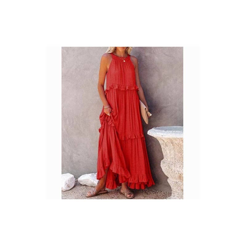 BEACH Maxi Dress With Ruffle Hem