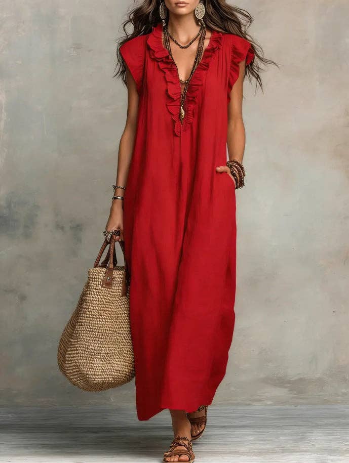 Flowy Boho Maxi Dress - choose color