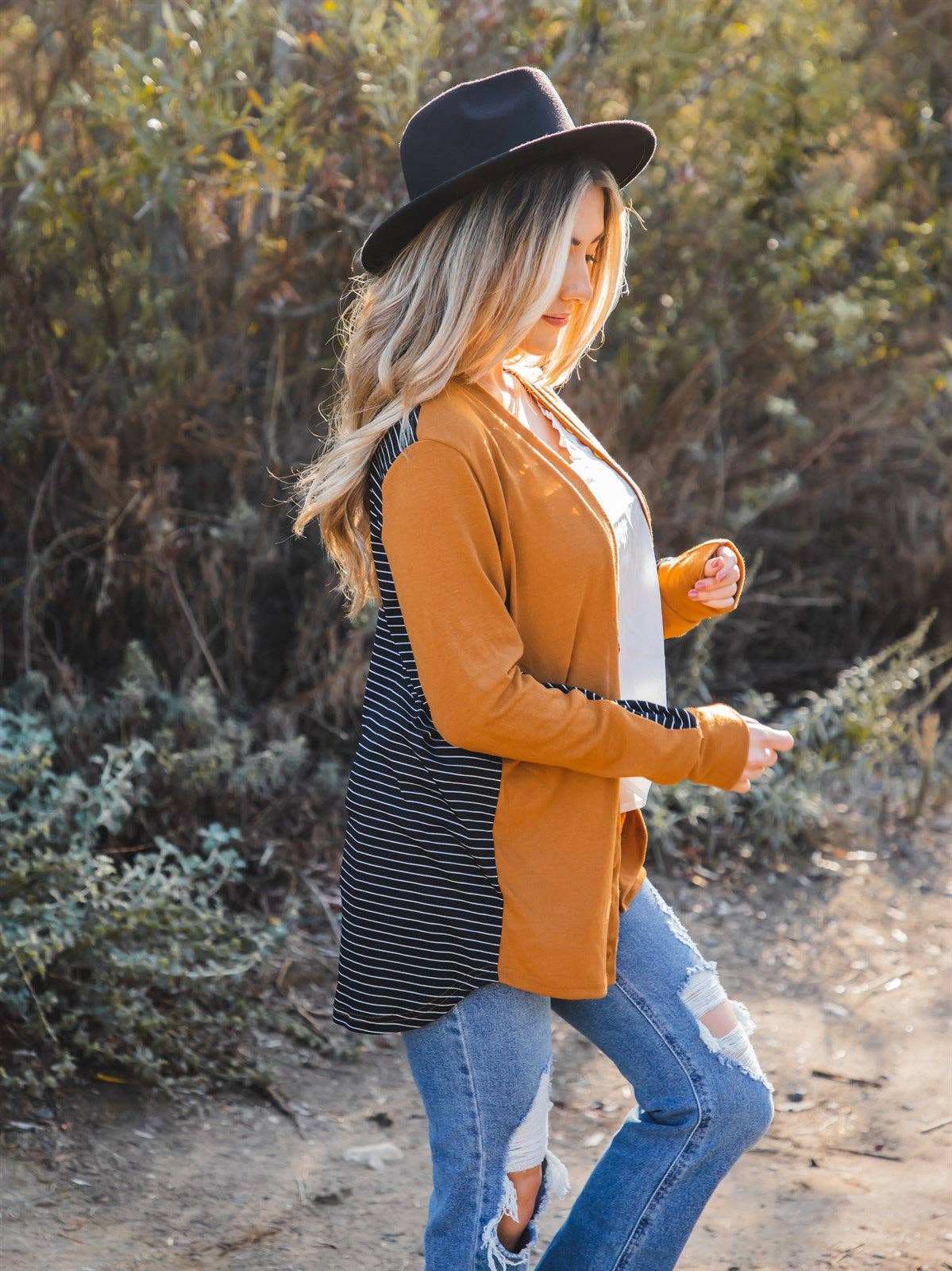 Contrast Back Amelia Cardigan-Orange