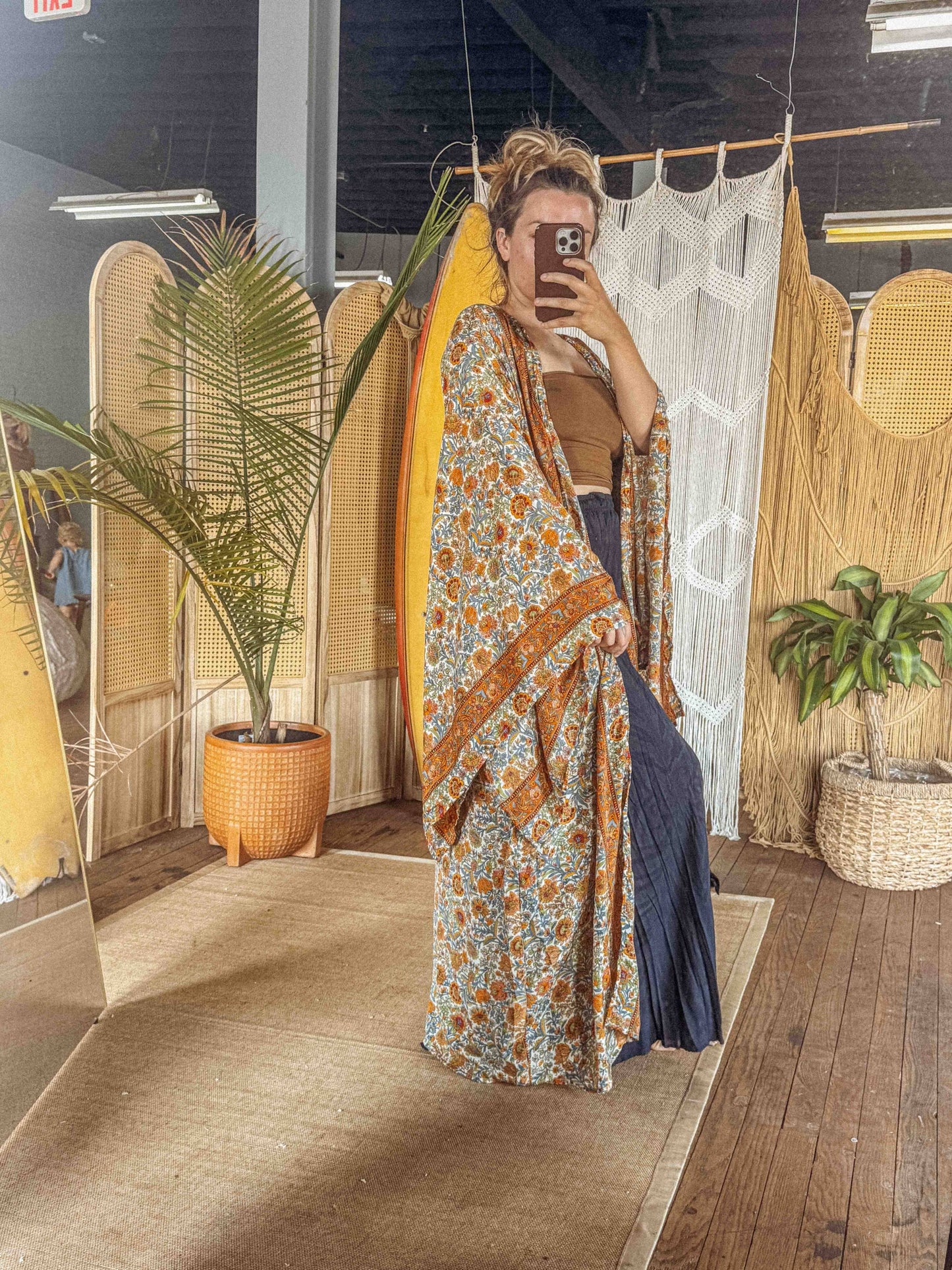 BOHO Silk Bell Sleeve Long Maxi Kimono Duster Cardigan - click to select color