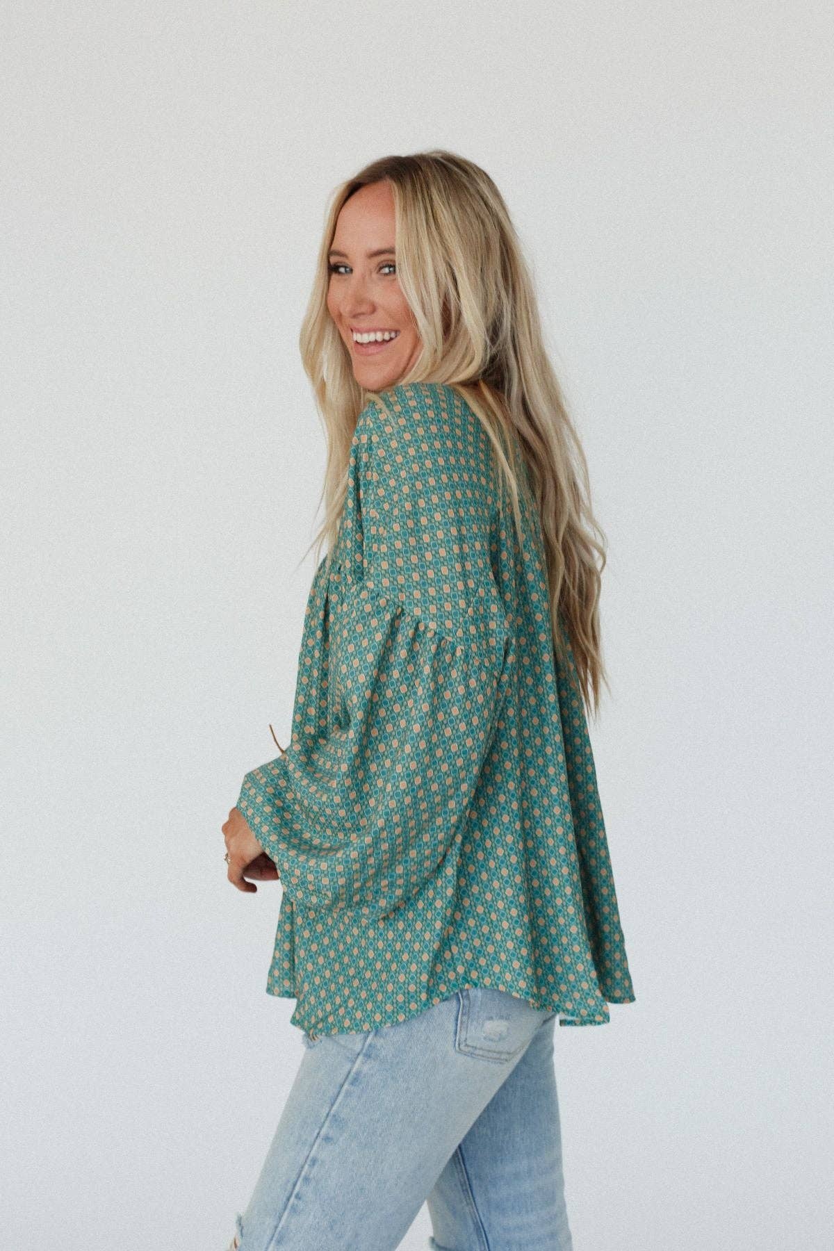 Kendrix Printed Top - Teal