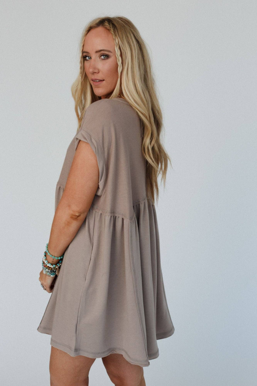 Sweet Nothings Baby Doll Dress - Khaki