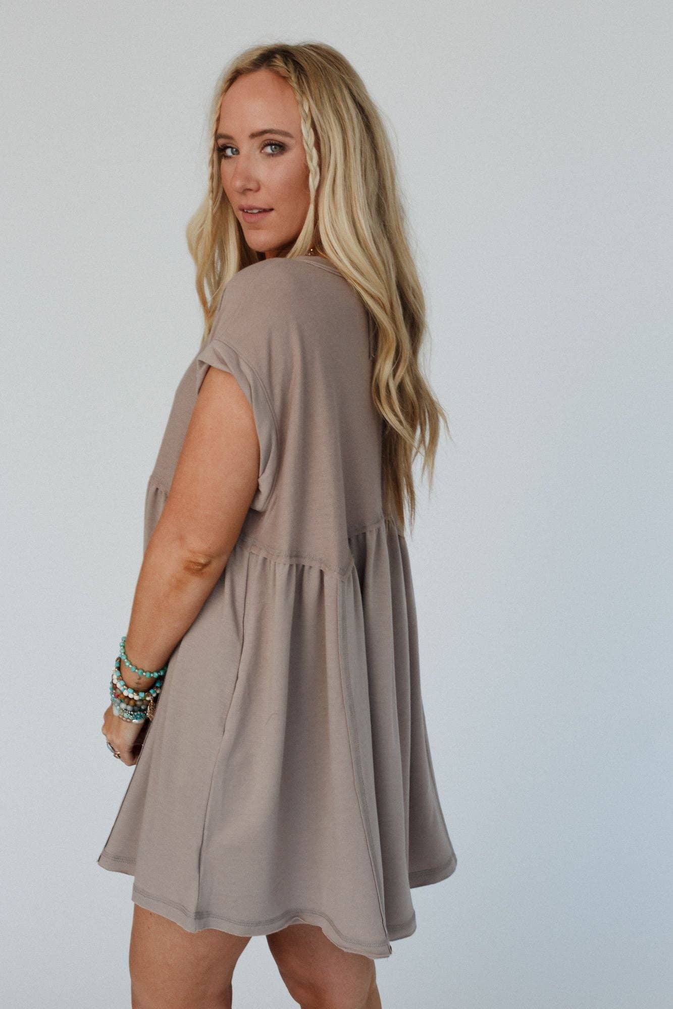 Sweet Nothings Baby Doll Dress - Khaki