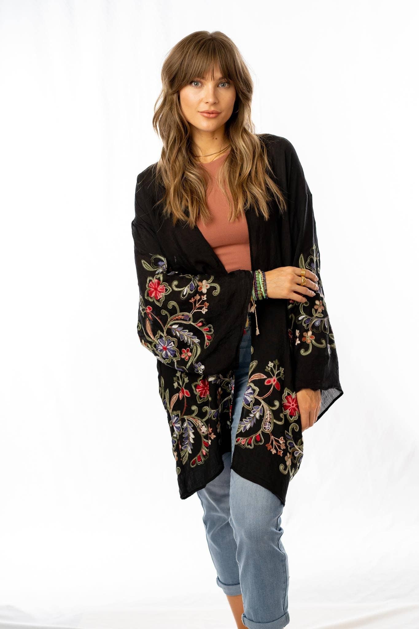 Fun In Florals Kimono - Black 3BN