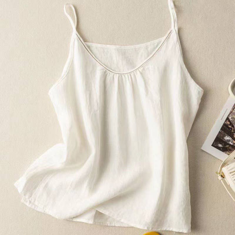 Cotton Linen Camisole Tank Top - click to select color