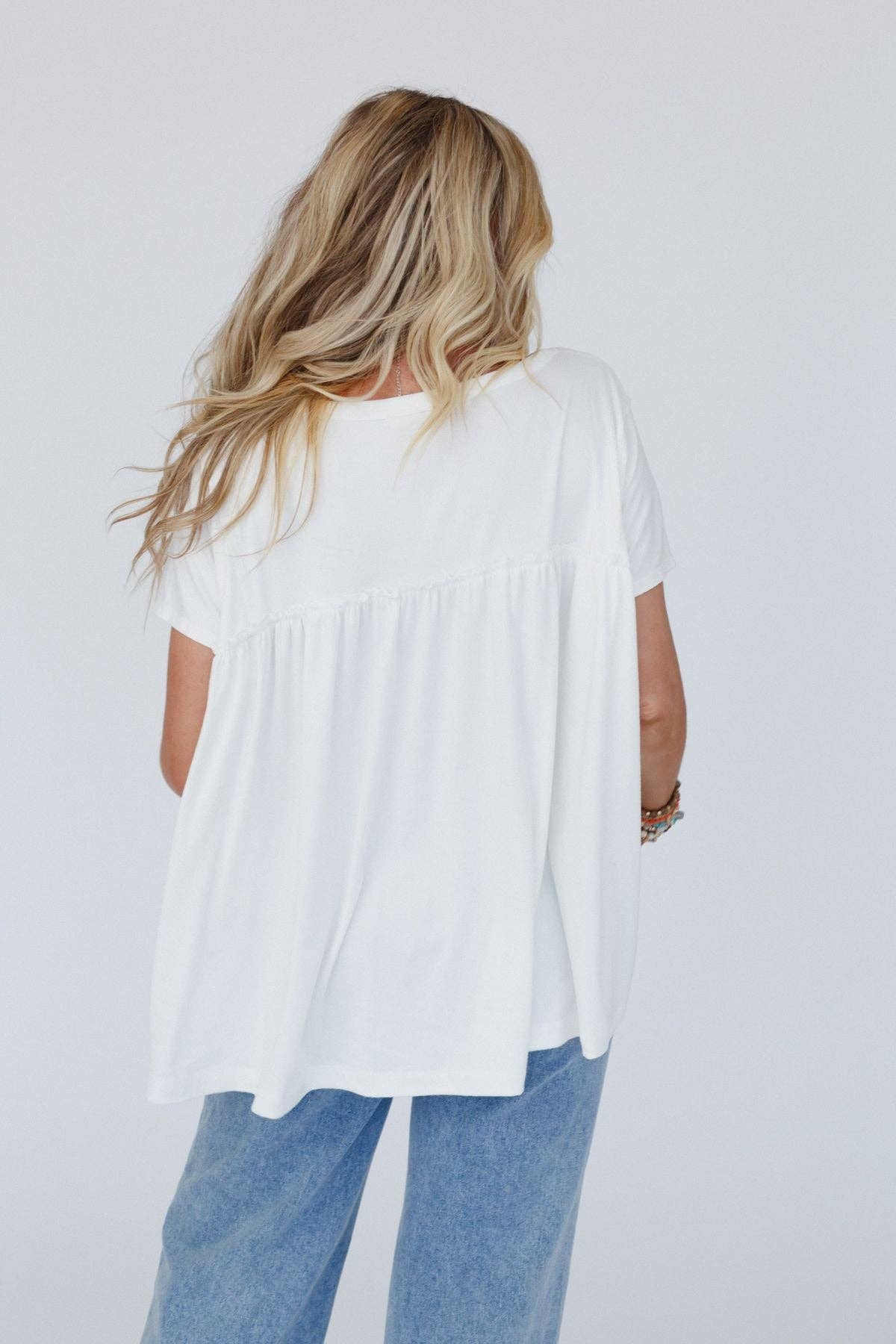 Sunday Morning Babydoll Top - White 3BN