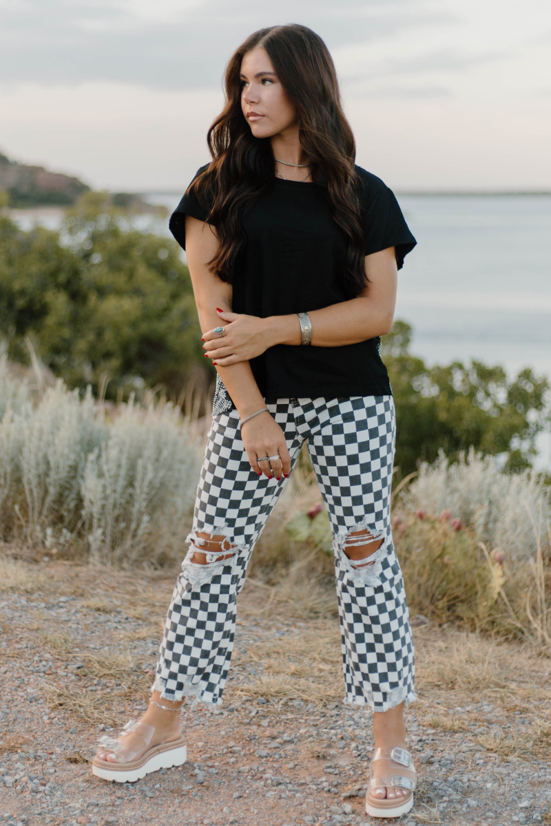 Checkered Round The Track Jeans