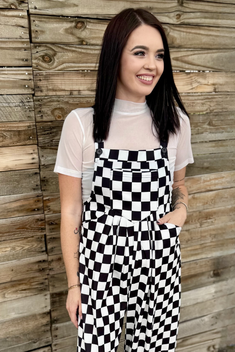 Round The Track checkered Jumpsuit