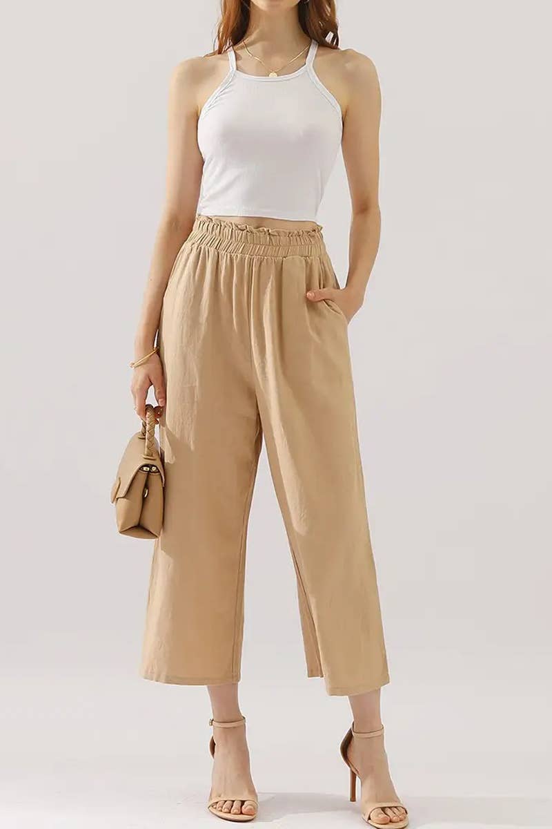 Easy Pull-On Linen Capri Pants