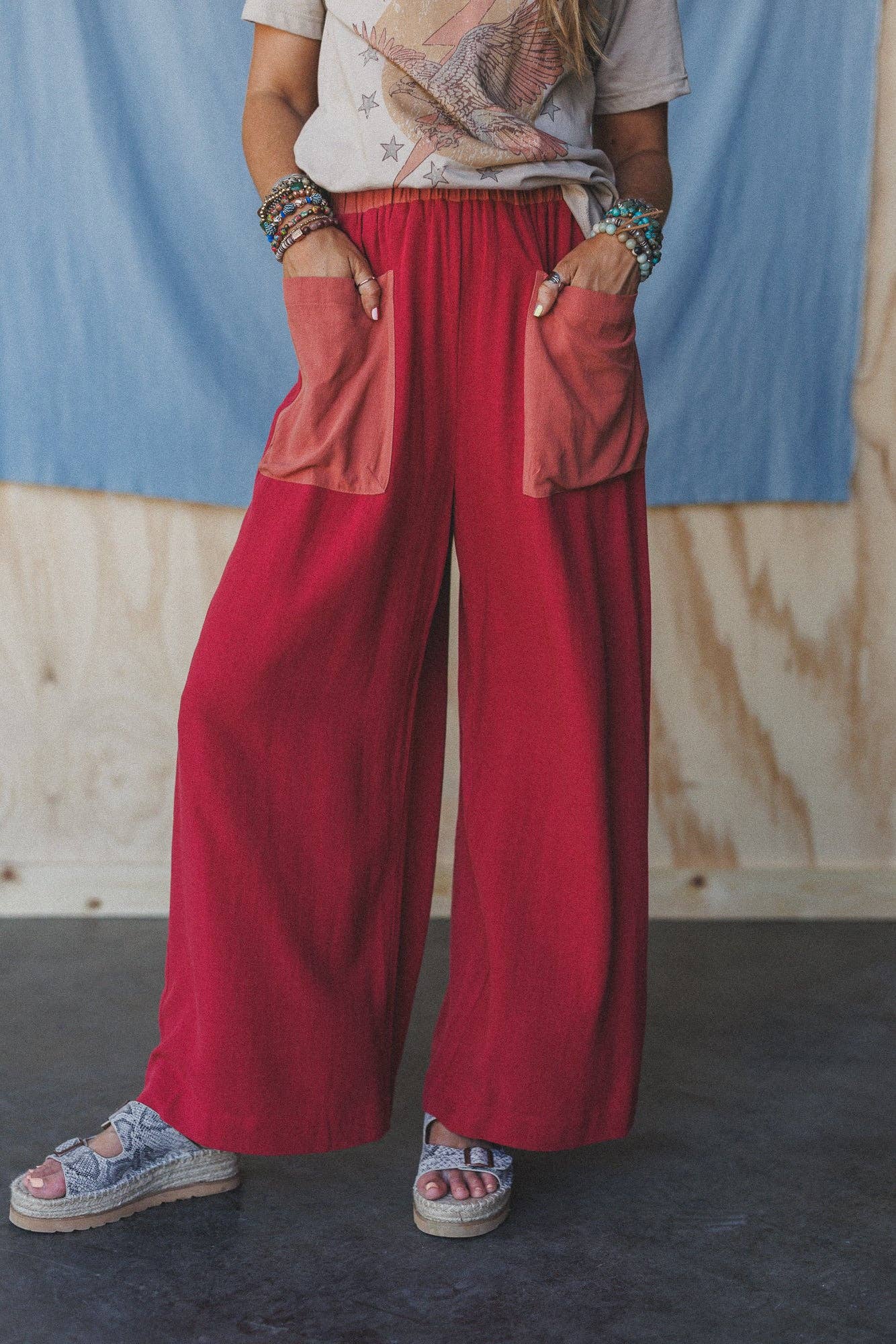 No Rush Wide Leg Pants - Terracotta Multi 3BN