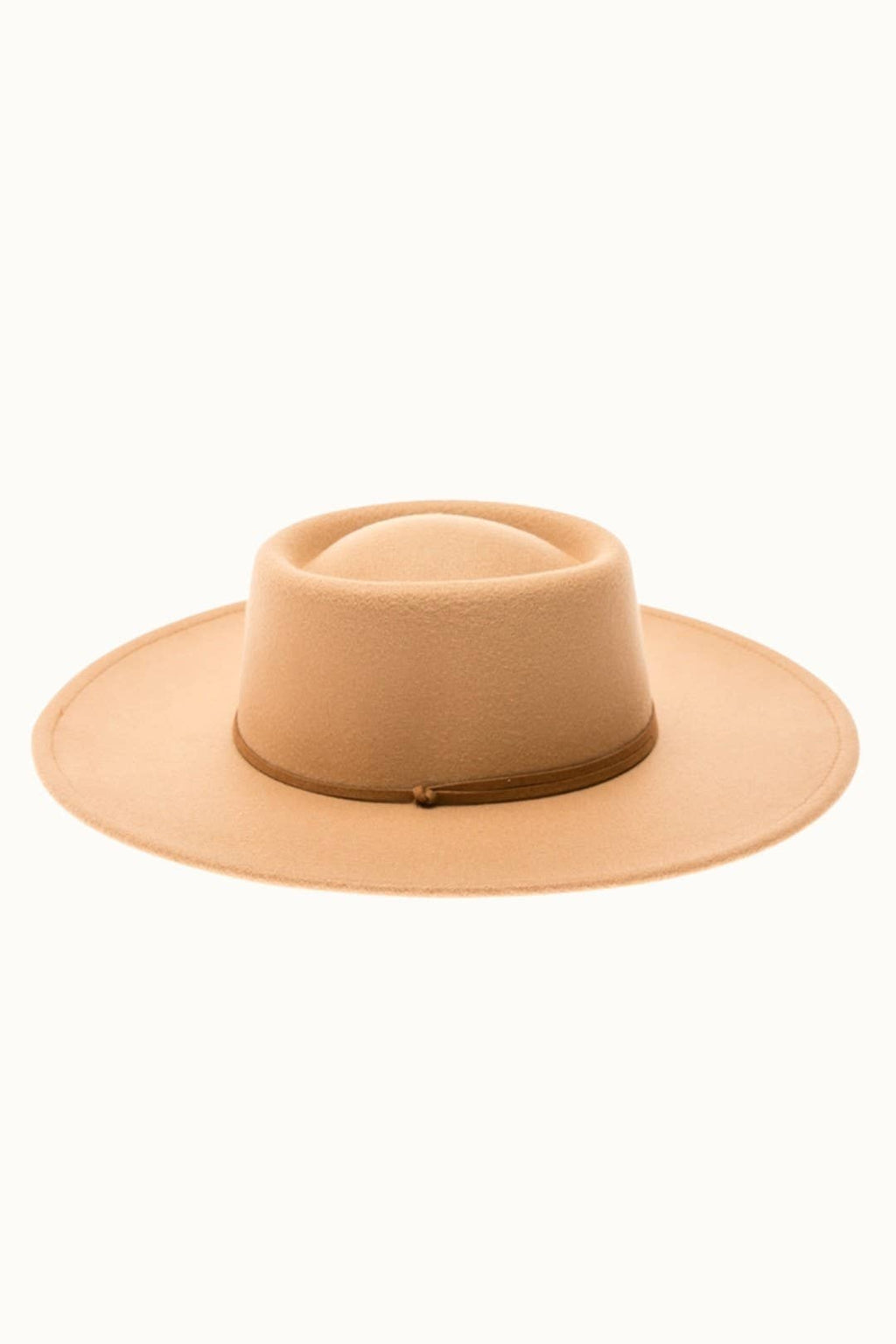 Wide Brim Bolero Boater Hat with Chin Cord, Vegan Felt