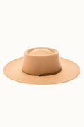 Wide Brim Bolero Boater Hat with Chin Cord, Vegan Felt