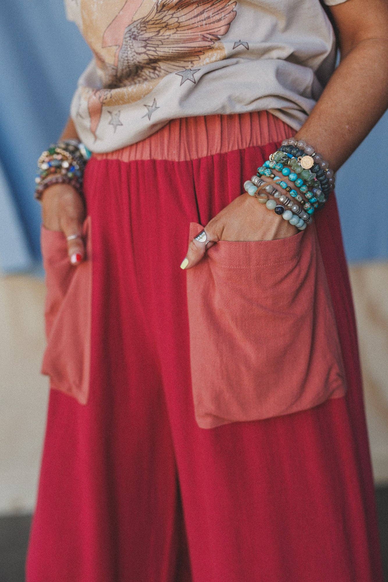 No Rush Wide Leg Pants - Terracotta Multi 3BN