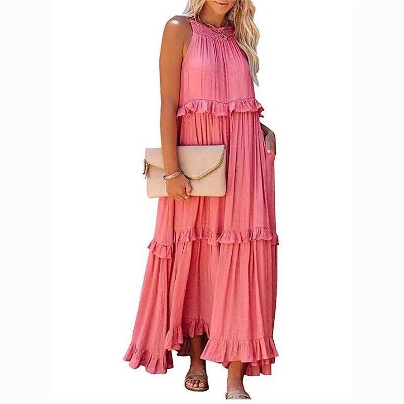 BEACH Maxi Dress With Ruffle Hem