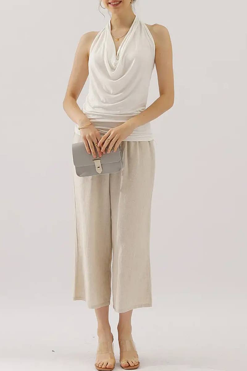 Easy Pull-On Linen Capri Pants