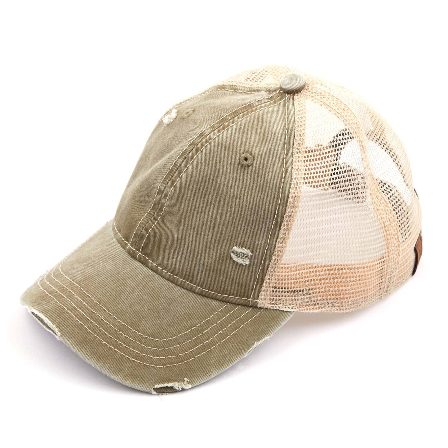 Washed Mesh Back distressed Baseball C.C. Cap