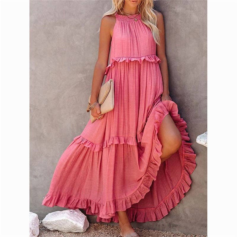 BEACH Maxi Dress With Ruffle Hem