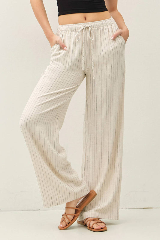 LINEN BLEND WIDE LEG PANTS
