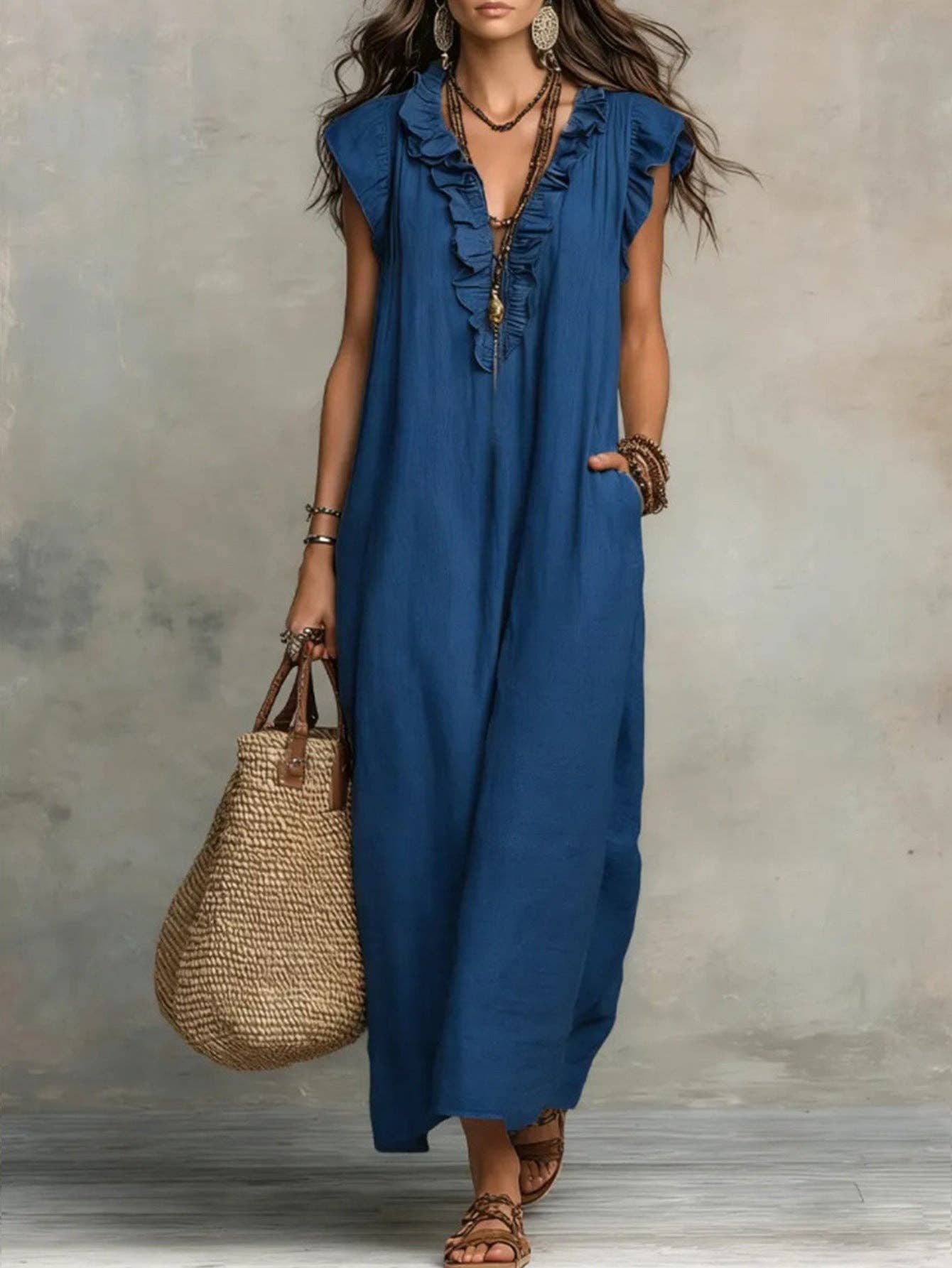 Flowy Boho Maxi Dress - choose color